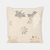 Home and Styling Snowflake Plush Velvet Front Cushion, Off-white, Packshot View