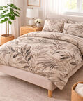 Home Deco and More Organic Print Satin Bedset, Natural, 160x200-cm, Packshot View