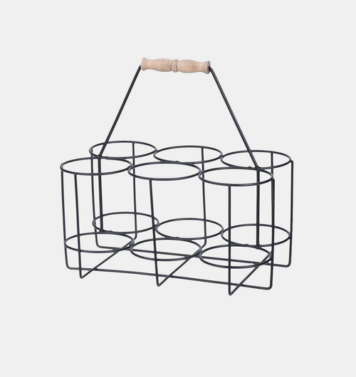 Wood Handle Metal Bottle Holder