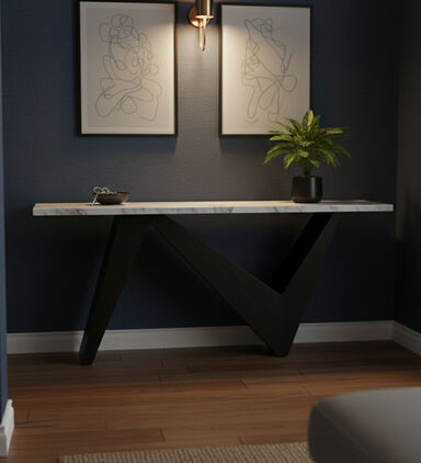 Home Deco and More Alaska Marble Wood Console Table, Packshot View