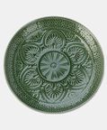Home Deco and More Forest Green Embossed Leaf Plate, Green, 27-cm, Packshot View