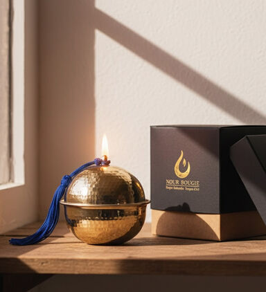 Nour Bougie Tennissa Luna Nickel Candle, Gold, 8-cm, Packshot View