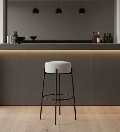 Home Deco and More Archie Fabric Steel Bar Stool, Packshot View