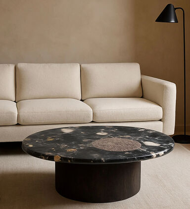 Home Deco and More Gobi Norvigo Marble Coffee Table, Black, 94x98-cm, Packshot View