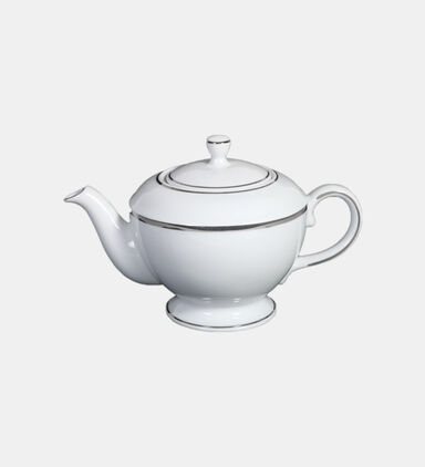 Silver-rimmed Porcelain Tea Pot