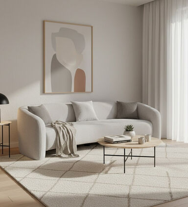Home Deco and More 3-seater Rounded Design Sofa, Packshot View