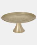 Home Deco and More Brushed Gold Shallow Cake Stand, Gold, 28-cm, Packshot View