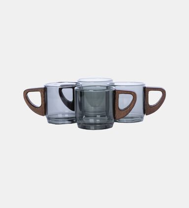 Wooden Handle Tea Mug 4-piece Set -8.3x5.5x5.5 Cm