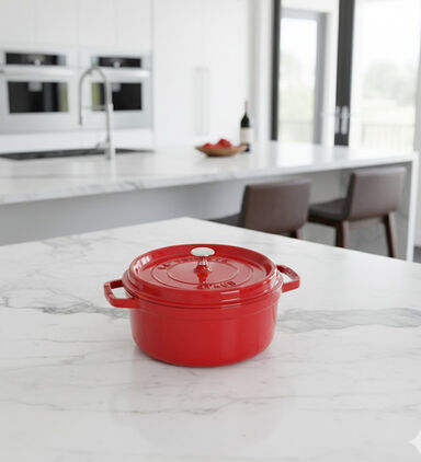 Staub Cast Iron Round Roaster, Red, 26-cm, Packshot View