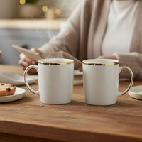 Home Deco and More Gold-rimmed Porcelain Mug, Packshot View