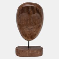 Home Deco and More Wooden Small Abstract Face Sculpture, Packshot View