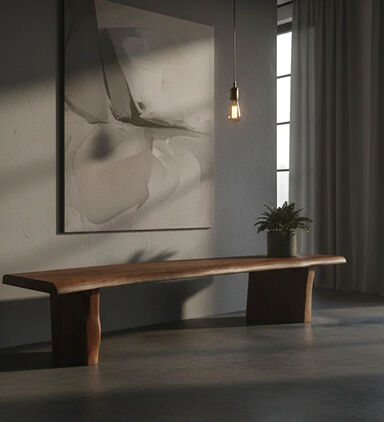 Home Deco and More Ethnic Acacia Wood Bench, Dark-brown, 300-cm, Packshot View