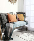 Home Deco and More Cotton Iron Legs Durry Print Bench, Packshot View
