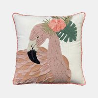 Home Deco and More Flamingo Applique Cotton Cushion, Packshot View