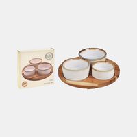 Acacia Wood Round Tray 3-piece Bowls Set