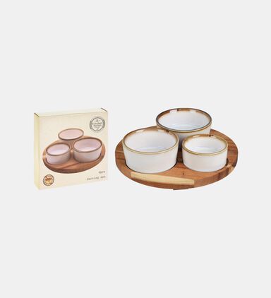 Acacia Wood Round Tray 3-piece Bowls Set