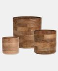 Home Deco and More Mango Wood 3-piece Flowerpot Set, Packshot View