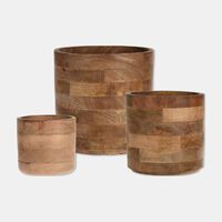 Home Deco and More Mango Wood 3-piece Flowerpot Set, Packshot View