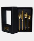 Home Deco and More Stainless Steel 18/0 Shiny-finish 24-piece Cutlery Set, Gold, Packshot View