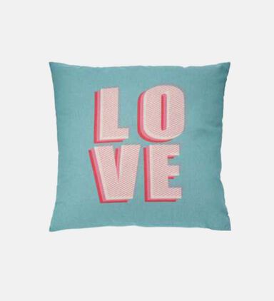H and S Collection Love Design Square Cushion, Packshot View