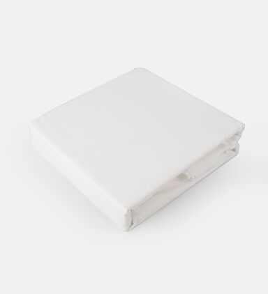 Home Deco and More Single Cotton Sateen Combed Microcheck Duvet Cover 4-piece Set, White, 120x200-cm, Packshot View