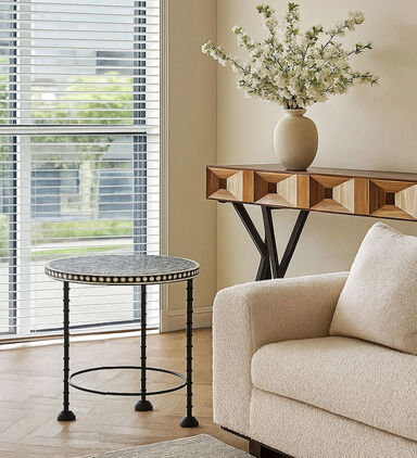 Home Deco and More Chess Iron Side Table, Packshot View