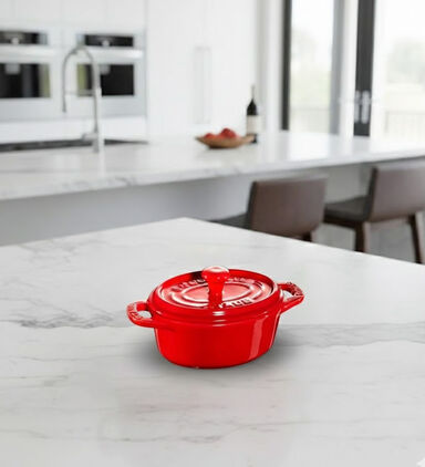 Staub Mini Oval Cocotte Pot, Red, 11-cm, Packshot View