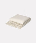 Home and Styling Plaid-textured Fringes Blanket, White, Packshot View