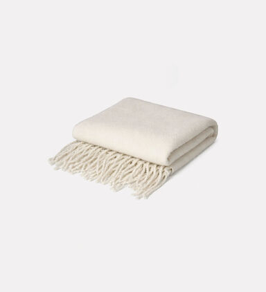 Home and Styling Plaid-textured Fringes Blanket, White, Packshot View