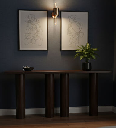 Home Deco and More Pillar Mango Wood Console, Packshot View