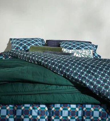 Essenza Teades Cotton Satin Duvet Cover, Blue, 200x220-cm, Packshot View