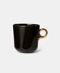 Essenza Gold-toned Handle Porcelain Mug, Dark-green, 330-ml, Packshot View