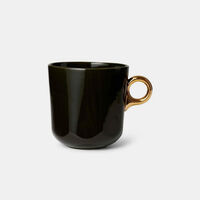 Essenza Gold-toned Handle Porcelain Mug, Dark-green, 330-ml, Packshot View