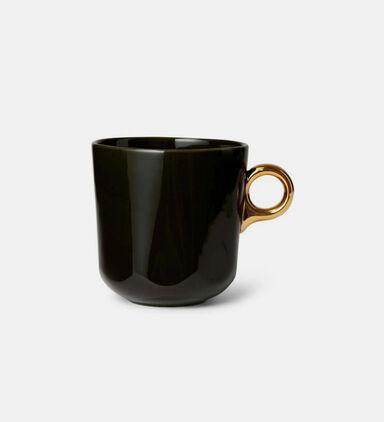 Essenza Gold-toned Handle Porcelain Mug, Dark-green, 330-ml, Packshot View