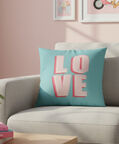 H and S Collection Love Design Square Cushion, Packshot View