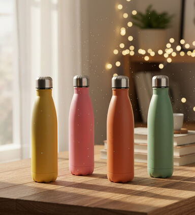 Excellent Houseware Stainless Steel Vacuum Flask Bottle, Yellow, Packshot View