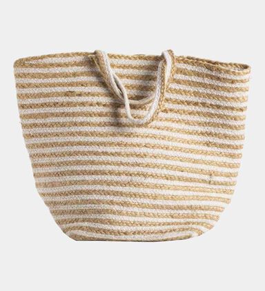 Stripped Jute Basket Bag