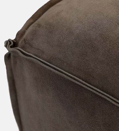 Home Deco and More Elmer Suede Leather Square Pouf, Olive, Packshot View