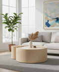 Home Deco and More Moon Oak Veneer Plywood Coffee And Side Table, Packshot View