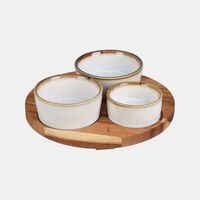 Acacia Wood Round Tray 3-piece Bowls Set