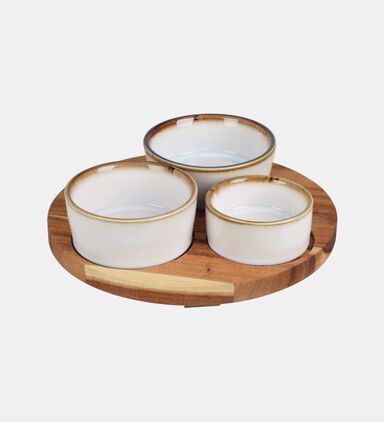 Acacia Wood Round Tray 3-piece Bowls Set