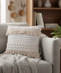 Home and Styling Cotton Tassels Filled And Vaccumed Cushion 2, Packshot View