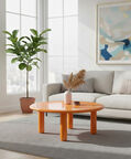 Home Deco and More Glossy Wooden Low Round Table, Orange, 100x36-cm, Packshot View