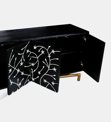 Home Deco and More Flora Mango Wood Iron Buffet Brass Stand, Packshot View