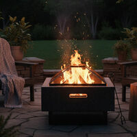 Home Deco and More Mgo Body Square Fire Bowl, Dark-grey, 52.5x52x18-cm, Packshot View