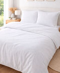 Home Deco and More Single Cotton Sateen Combed Microcheck Duvet Cover 4-piece Set, White, 120x200-cm, Packshot View
