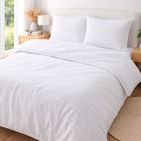 Home Deco and More Single Cotton Sateen Combed Microcheck Duvet Cover 4-piece Set, White, 120x200-cm, Packshot View