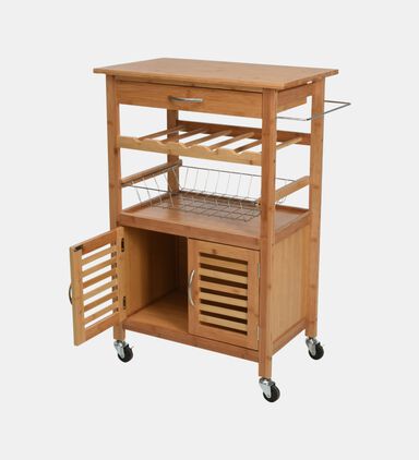 Bamboo Round Kitchen Trolley
