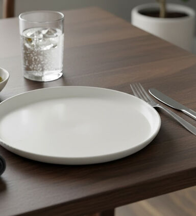 Home Deco and More Ceramic Ribbed Round Plate, Packshot View