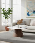 Home Deco and More Snow Walnut Ceramic Walnut Coffee Table, Packshot View